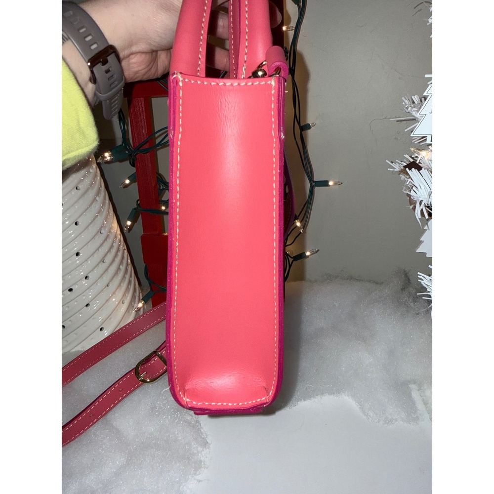 Anna Paola Pink Mini Top Handle Crossbody Bag Gold Hardware Adjustable Strap - Picture 5 of 12